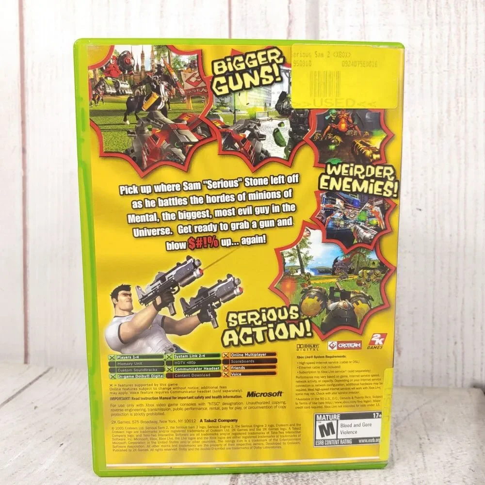 Serious Sam II Microsoft Xbox Original Video Game Complete In Case Manual TESTED